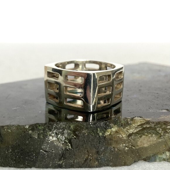 Sterling Silver 925 Square Chunky Geometric Cutout Unisex Band Ring Sz 11.5 - Picture 14 of 16